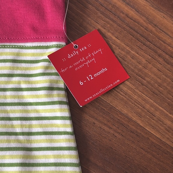 NWU Infant Girl Tea Striped Dress with Pink Accents Size 6-12 Months - Picture 2 of 3